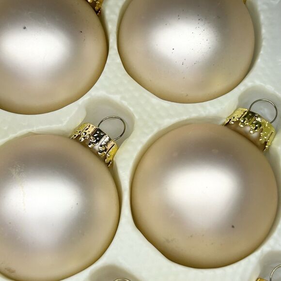 VTG 12ct Sparkling Creations Gold Cream Glass Small Christmas Ornaments 1.75” - Picture 11 of 16